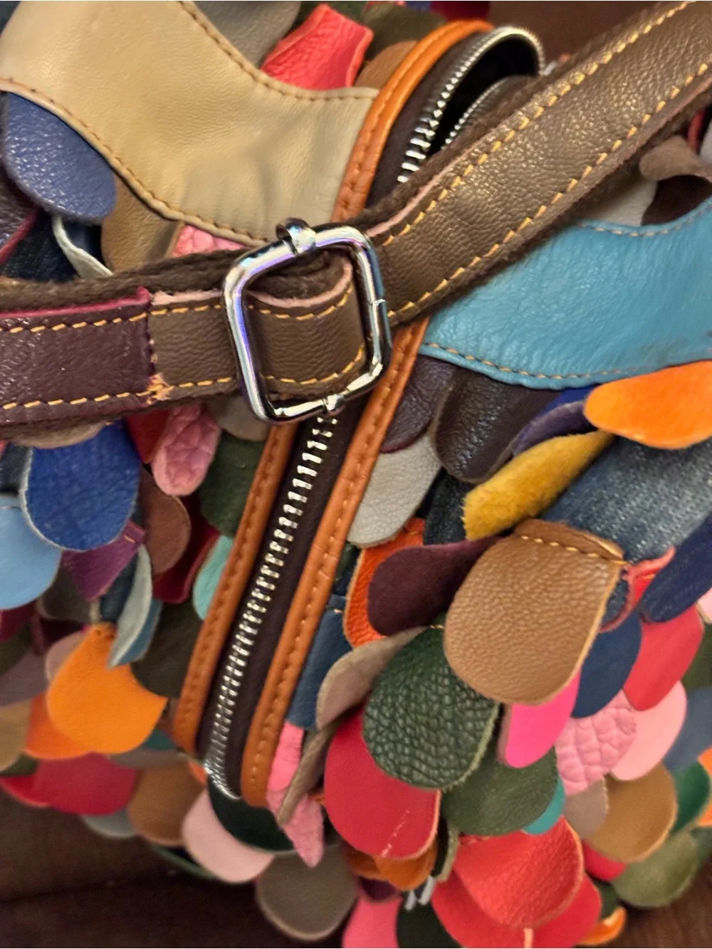 AmeriLeather Feesh Rainbow Leather Mini Shoulder Crossbody Bag